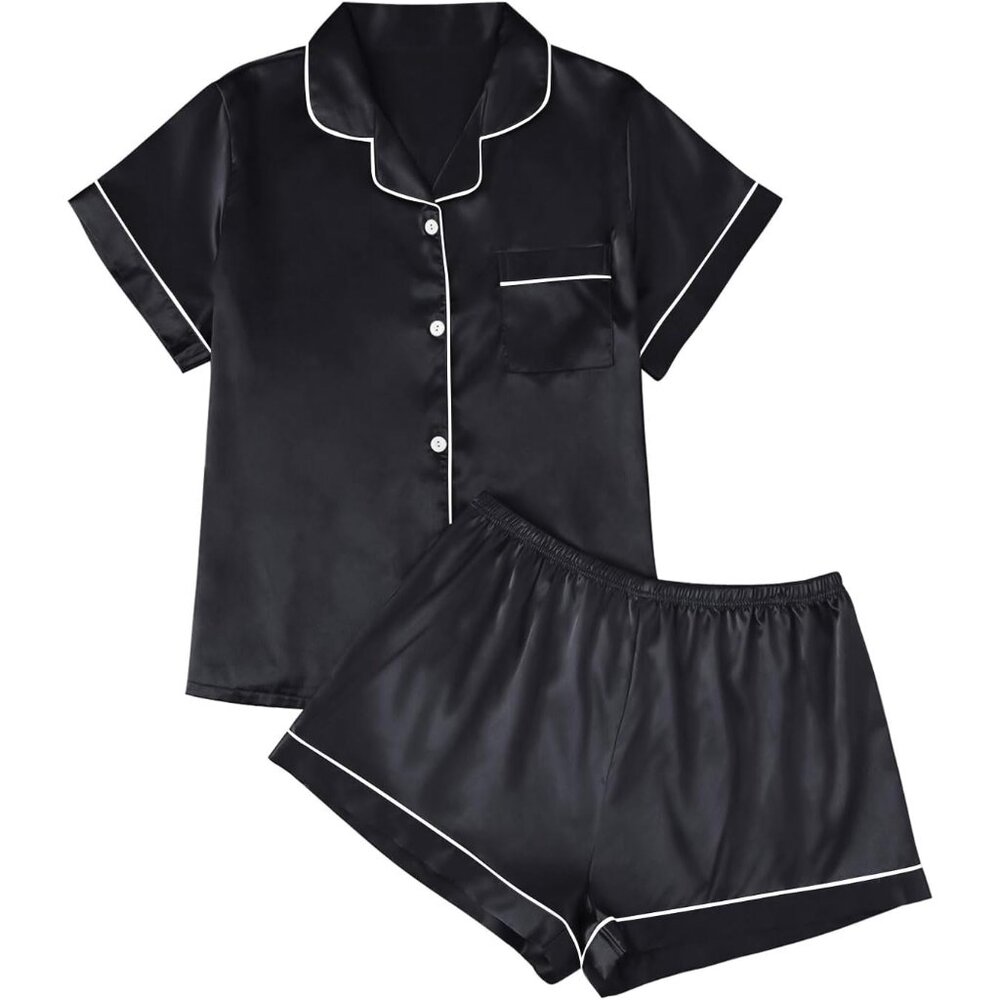 Silk Satin Pajama Set for Women 2 Piece Lounge Pjs Winter Matching Summer Sleepw